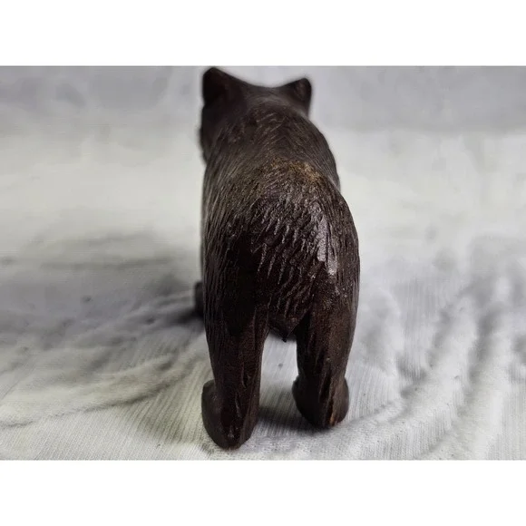 Vtg Carved Wooden Black Forest Toy‎ Mini Bear with Steel Eyes – Germany or Swiss - Picture 8 of 12